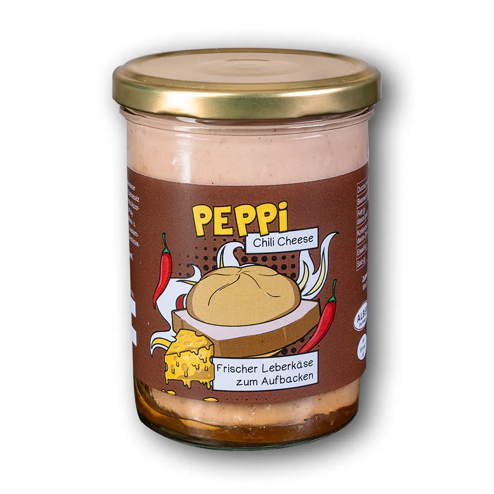 Peppi CHILI CHEESE - Leberkäse 390g im Glas