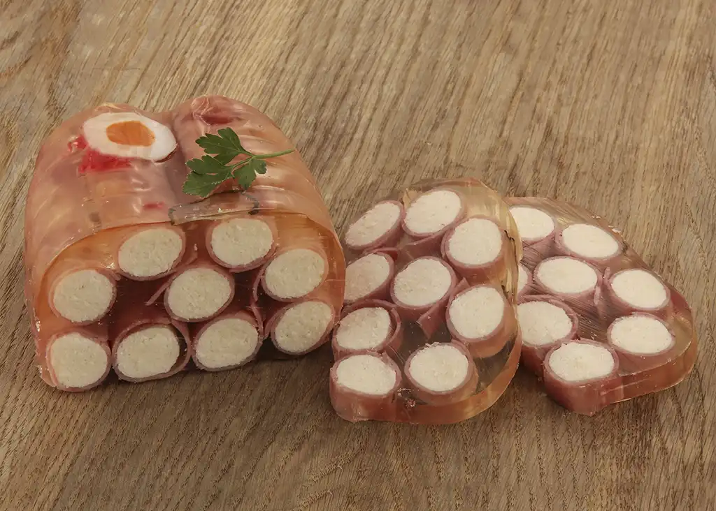 Schinkenröllchen in Aspik