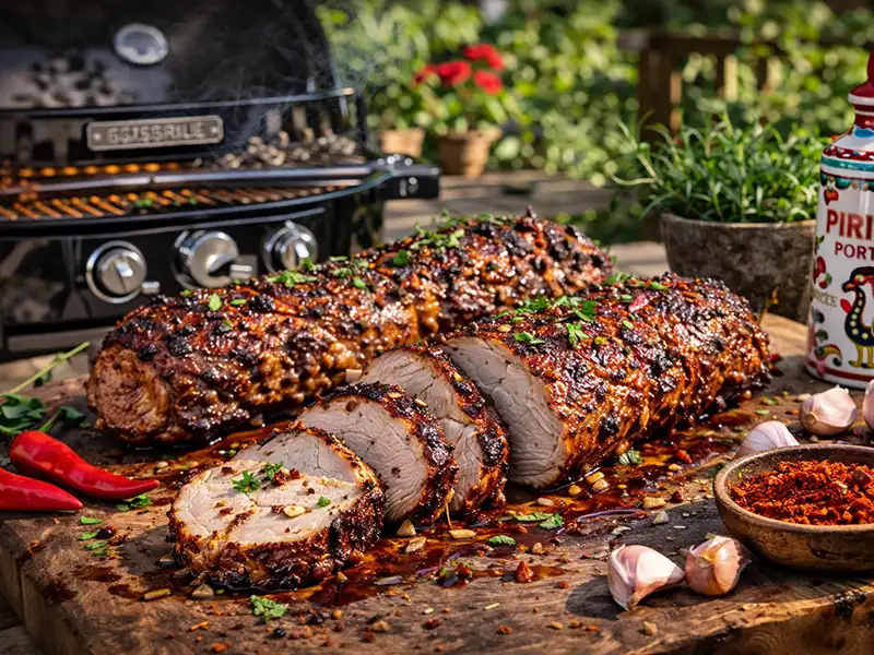 Schweinefilet von der Gaskugel – Portugiesisch