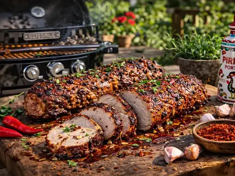 Schweinefilet von der Gaskugel – Portugiesisch